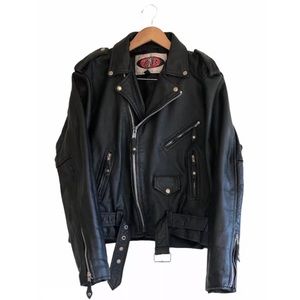 VTG LEATHER JACKET SIZE 40 BLACK PUNK BIKER MOTO